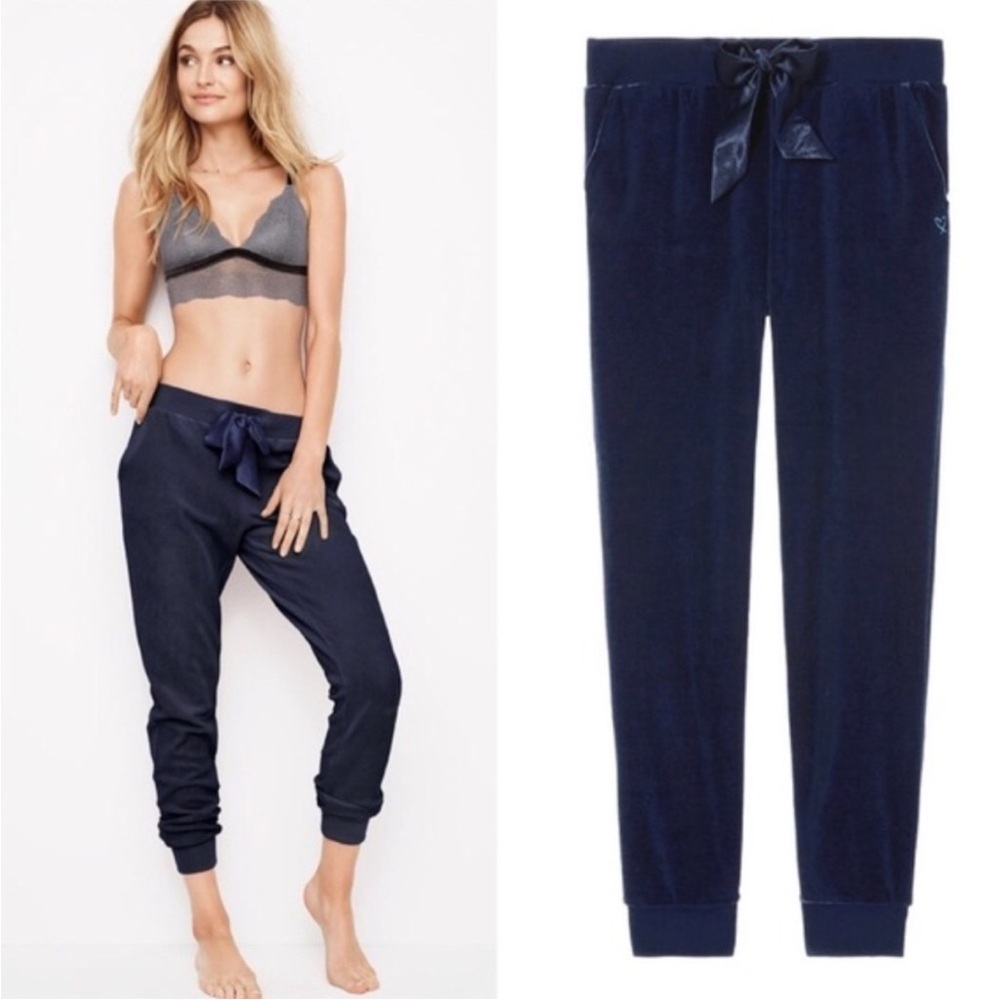 Victoria’s Secret Navy Blue Velour Jogger Pants size Medium